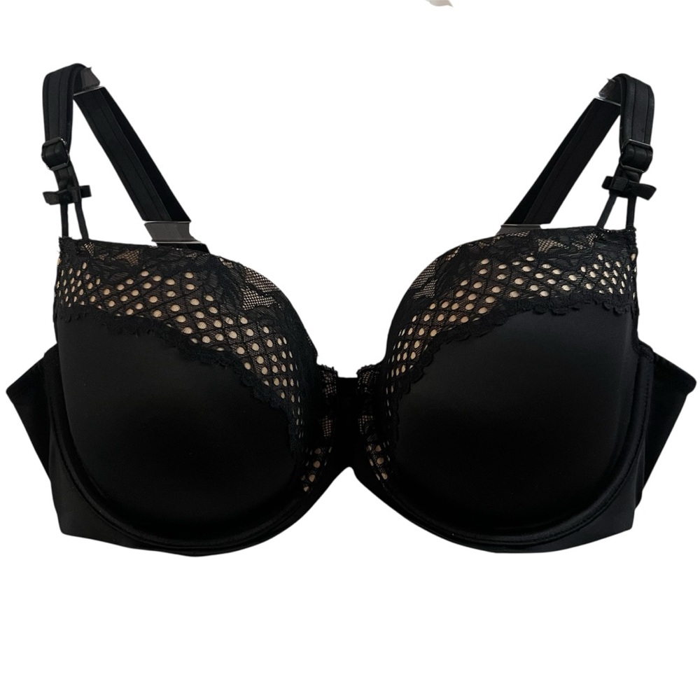 SOMA - Curvy Couture BRA, Size 38DD (E), Black & Nude, Feminine Support w/ Lace.